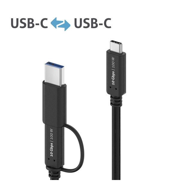 PureLink iSeries IS2513-010 kabel USB 3.2 Gen2x1 USB-C/USB-C z adapterem USB-A 10Gbps 100W 4k@60Hz 1,0m czarny