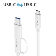 PureLink iSeries IS2512-005 kabel USB 3.2 Gen2x1 USB-C/USB-C z adapterem USB-A 10Gbps 100W 4k@60Hz 0,5m biały