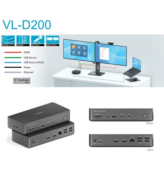 PureLink Vuelogic VL-D200 stacja dokująca USB-C 14-w-1 z HDMI 2.1 8k30