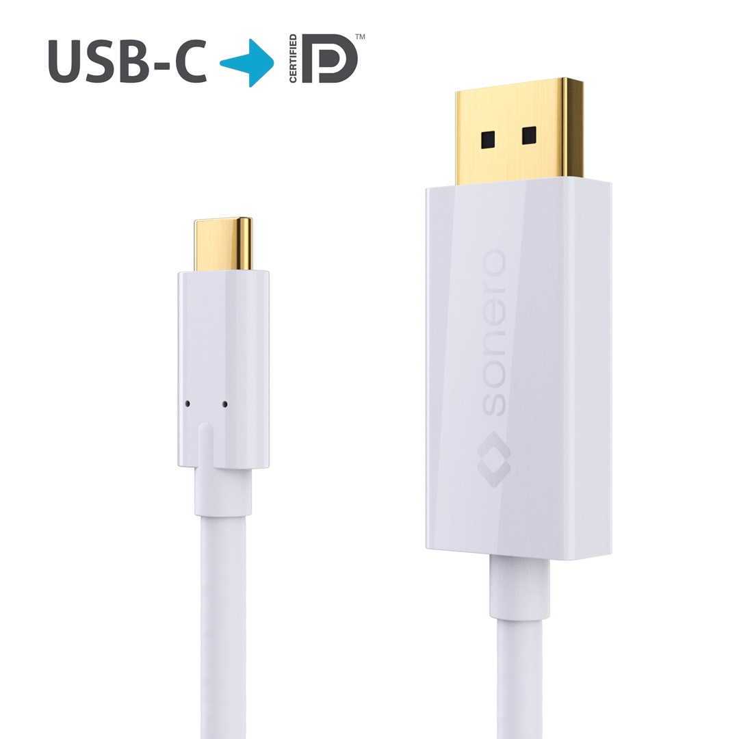 PureLink Sonero XUCC021-015 kabel USB-C na DisplayPort 1.3 4K@60Hz 18Gbps biały 1,5m